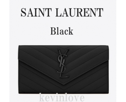 大人の色味 ☆SAINT LAURENT☆サンローランスーパーコピー モノグラム フラップウォレット 黒 372264BOW051000