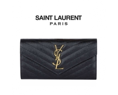 2016SS Saint Laurent サンローランスーパーコピー モノグラム コンチネンタル長財布☆BLACK 372267BOW011000