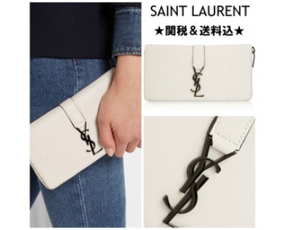 Saint Laurent YSL Line サンローランスーパーコピー オフホワイトレザーウォレット