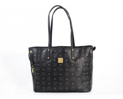 エムシーエム スーパーコピー【MCM】バッグ トートバッグ『2014年秋冬』MWP4AVI38/BK001 SHOPPER Pリバーシブルトートバッグ ポーチ付 ブラック レザー ユニセックス