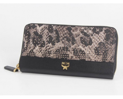 エムシーエム スーパーコピー【MCM】財布 長財布『2016年秋冬』 MYL4ABA02/EG001 BALAM.VISスタッズラウンド長財布 グレー/ブラック レザー　レディース