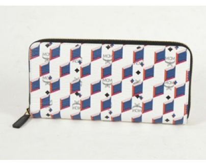 エムシーエム スーパーコピー【MCM】財布 長財布 MYL5SVC31 WT001　DIAMOND PRINTラウンド長財布 レディース ホワイト/ブルー