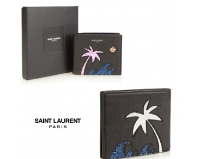 ★ プレゼントにも 17SS【Saint Laurent】サンローラン スーパーコピー スパンコール お財布 ★グリッターにトロピカル柄 二つ折りWallet