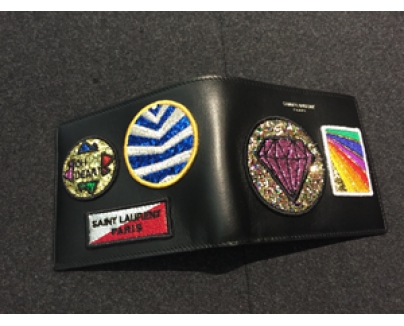 関送込【Saint Laurent】サンローラン スーパーコピー マルチパッチ レザー折財布