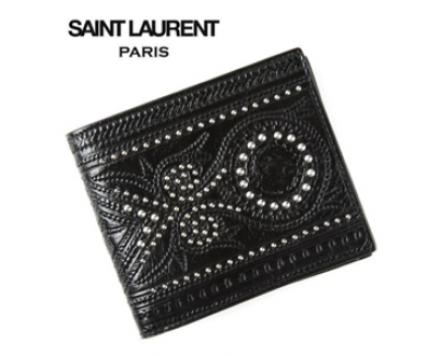 ☆Saint Laurent☆サンローラン スーパーコピー【SALE】COOL!! スタッズ付き 二つ折り財布 361319 BYW36 1000