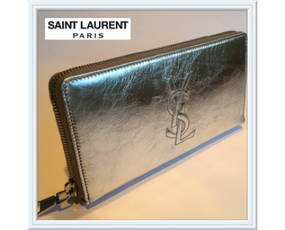 【買付済即発】SAINT LAURENTサンローラン スーパーコピー　フルジップウォレット　シルバー
