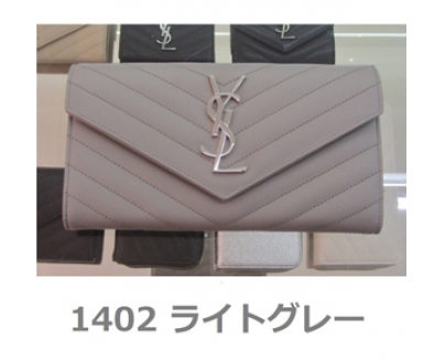 NEW☆Saint Laurentサンローラン スーパーコピー モノグラム コンチ長財布 ライトグレー