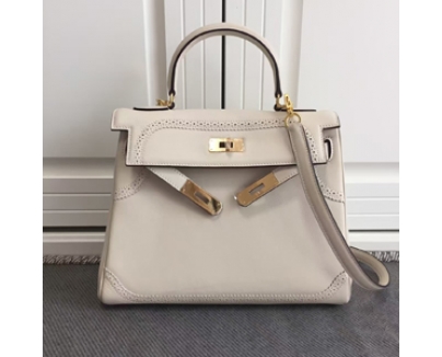 エルメスケリー コピー 28cm 内縫い HERMES Apricotパラダイス ハンドバッグ ヴォースイフト レザー Q刻印 