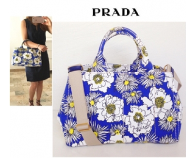 国内即納☆可愛い花柄♪《PRADA》プラダスーパーコピー  CANAPA 2WAY トートバッグ (M)B2642B