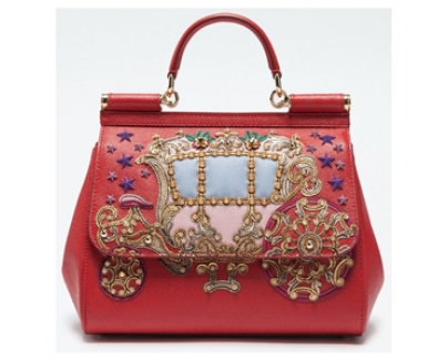 2017新作人気 SICILY DOLCE & GABBANA  (D&G)ドルチェ&ガッバーナ スーパーコピー バッグ DAUPHINEプリントレザーデコレーション ミディアム BB6002AE66180303
