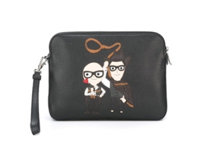 16-17AW 【(D&G)ドルチェ&ガッバーナ スーパーコピー】Dolce & Gabbana パッチ ジップ クラッチ BM1253AC73680999