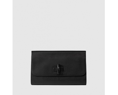 2016新作★【GUCCI】グッチコピー bamboo daily leather clutch black 387220 A7M0N 1000