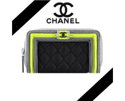 16SS/CHANELシャネルスーパーコピー/CC付メッシュジップウォレット S/ブラック A80566 Y25410 C8806