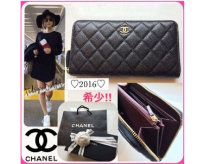 【CHANEL】シャネルスーパーコピーキャビアスキン♡ ラウンドジップ 長財布 黒 A50097