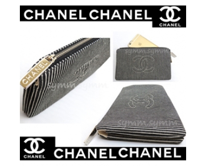 2015SS★Chanel★シャネルバッグスーパーコピーストライプ★デニムクラッチS★zip C48699