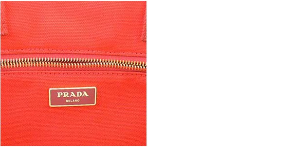 プラダ ロゴ入りキャンバス（CANAPA）トートバッグ レッド（ROSSO)