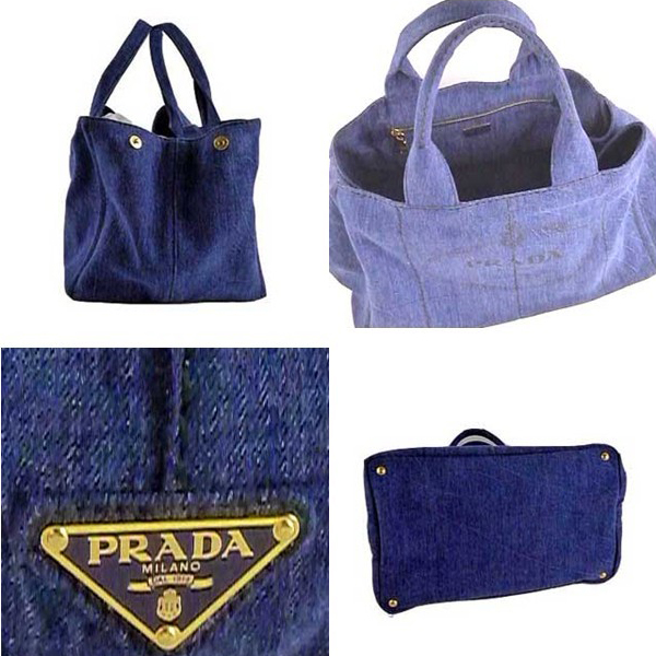 プラダ ロゴ入りDENIMトートバッグ デニムブルー（AVIO） B1872B