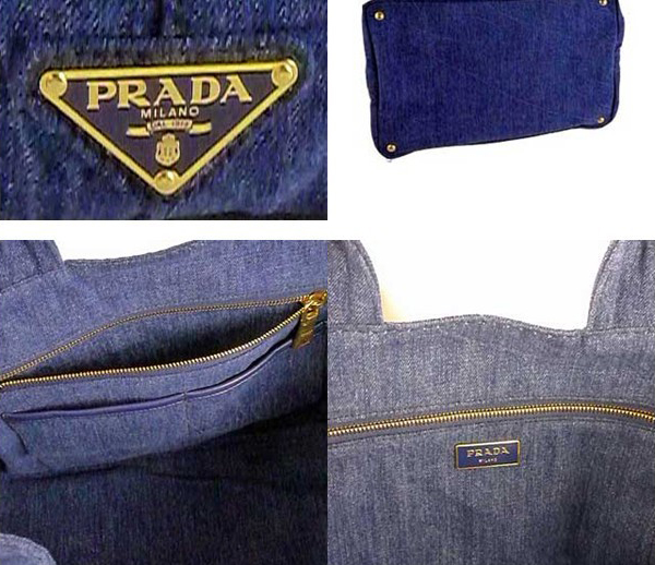 プラダ ロゴ入りDENIMトートバッグ デニムブルー（AVIO） B1872B
