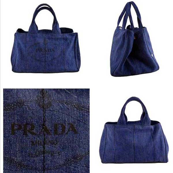プラダ ロゴ入りDENIMトートバッグ デニムブルー（AVIO） B1872B