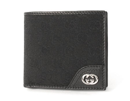 グッチ ニューブリット GG柄 二つ折財布 ブラック 181671FAFXN1000 