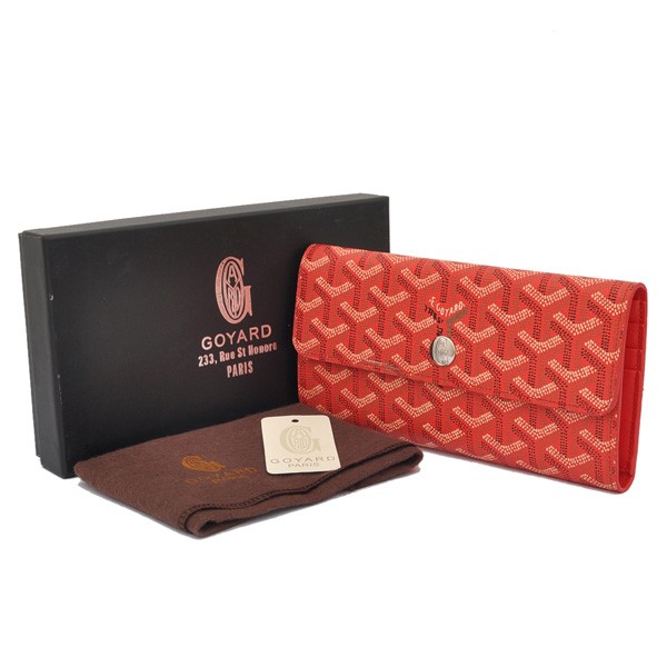 GOYARD ゴヤール 長財布 三つ折り ホック レッド GOYWA-08