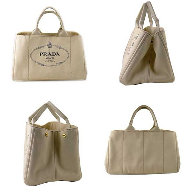 プラダ ロゴ入りキャンバス（CANAPA）トートバッグ ホワイト(GREZZO) B1872B