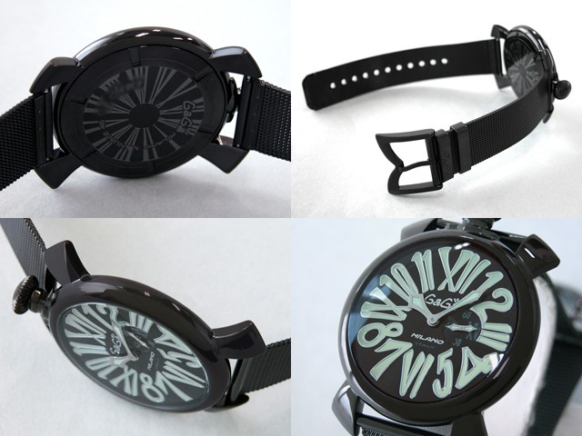 ガガ･ミラノ スリム 46mm クォーツ 5082.2 SS(PVD)ブレス ブラック/グリーンナンバー
