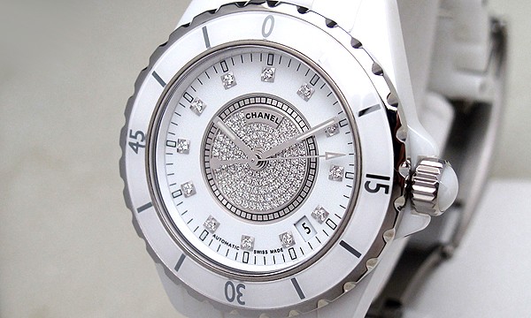 シャネル J12 ３８ セラミック ダイヤモンド H1759 ホワイト