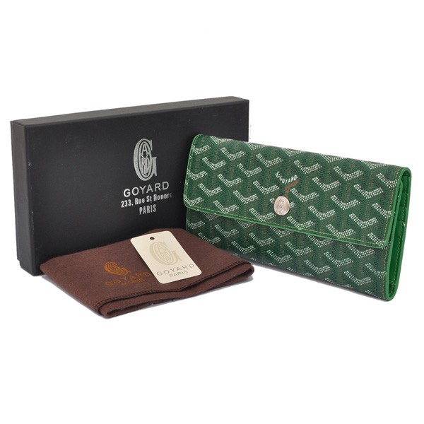 GOYARD ゴヤール 長財布 三つ折り ホック グリーン GOYWA-12