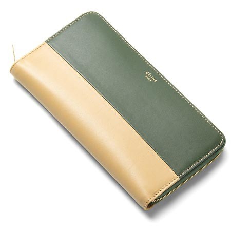 セリーヌ ラウンドファスナー長財布 10685 3htm 31gn ベージュ オリーブグリーン