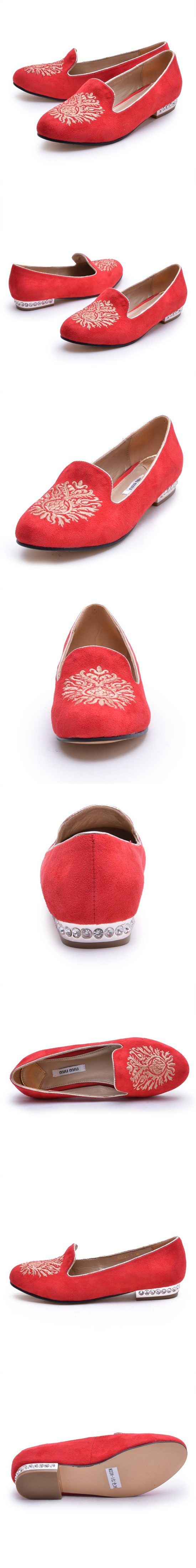 ミュウミュウ miumiu フラットシューズ レッド 靴-シューズ 20681