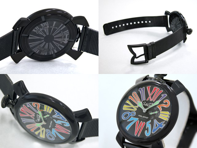 ガガ･ミラノ スリム 46mm クォーツ 5082.1 SS(PVD)ブレス ブラック/マルチカラーナンバー
