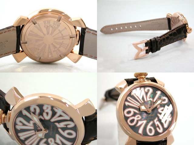 ガガ･ミラノ マニュアル 40mm クォーツ 5021.3 ダークブラウン皮 ブラックシェル/ホワイトアラビア