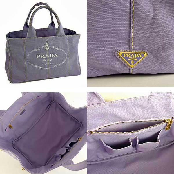 プラダ ロゴ入りキャンバス（CANAPA）トートバッグ ラベンダー(LILLA)