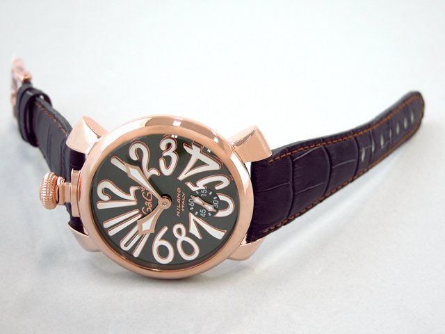 ガガ･ミラノ マニュアル48mm 手巻き 5011.7 グレー皮 グレー/ホワイトアラビア