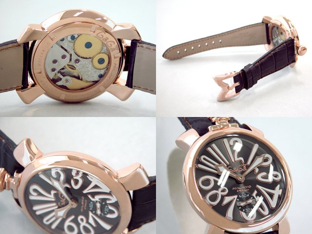 ガガ･ミラノ マニュアル48mm 手巻き 5011.7 グレー皮 グレー/ホワイトアラビア