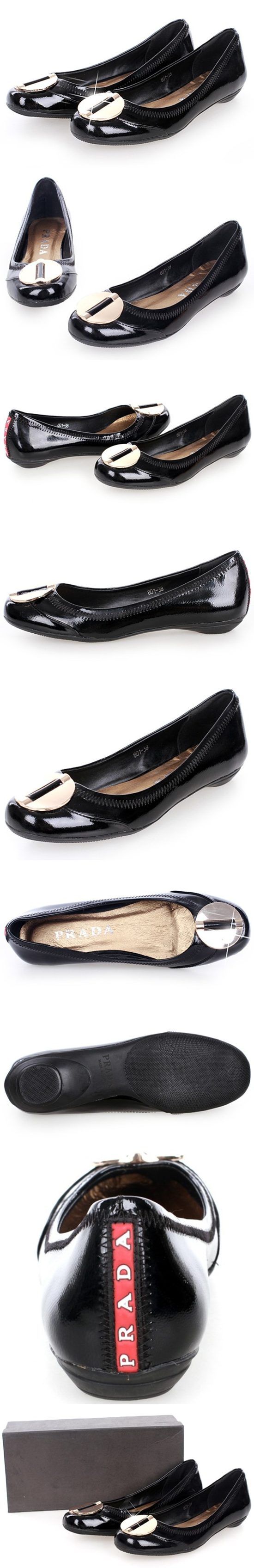 プラダ フラットシューズ PRADA 革靴 パンプス ブラック 20310