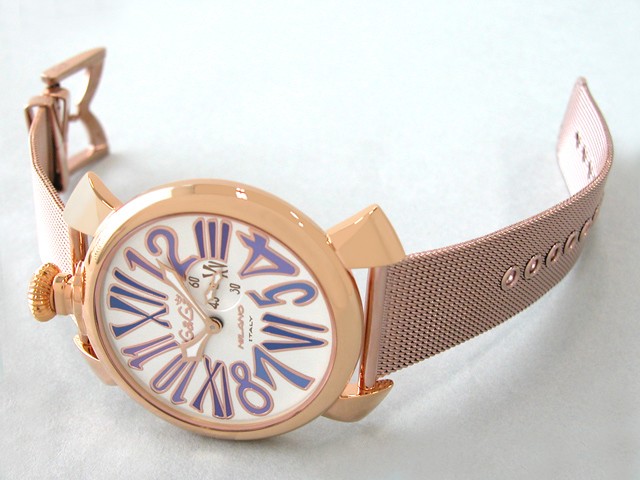 ガガ･ミラノ スリム 46mm クォーツ 5081.3 RGメッキブレス シルバー/ライラックナンバー