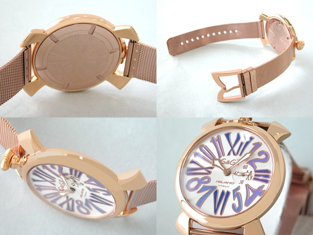 ガガ･ミラノ スリム 46mm クォーツ 5081.3 RGメッキブレス シルバー/ライラックナンバー