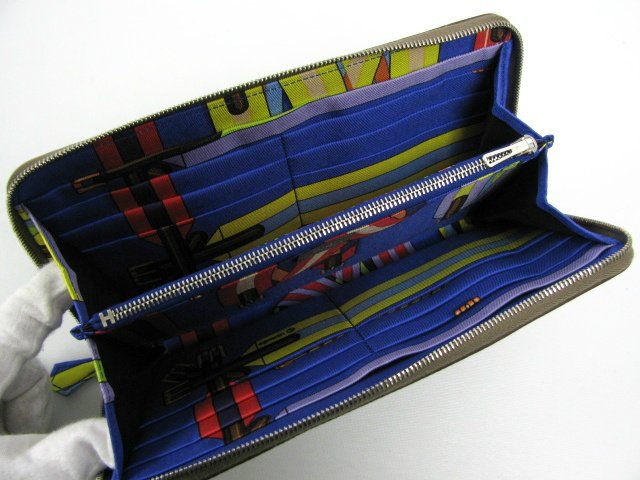 エルメス アザップシルクイン/ラウンド長財布/エトープ/エプソン HERME003