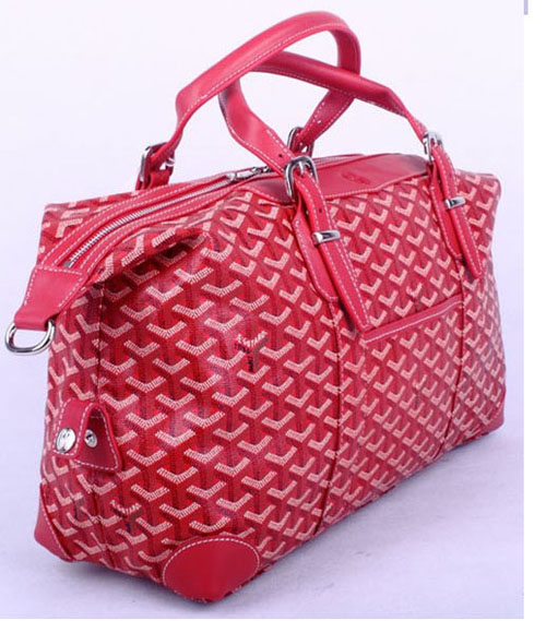  GOYARD ゴヤールサンルイ 旅行かばん レッド GOY031 コーティングキャンバス×革