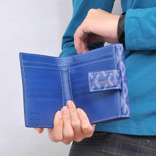 GOYARD ゴヤール 財布 二つ折り　Ｗホック　ブルー GOYWA-31