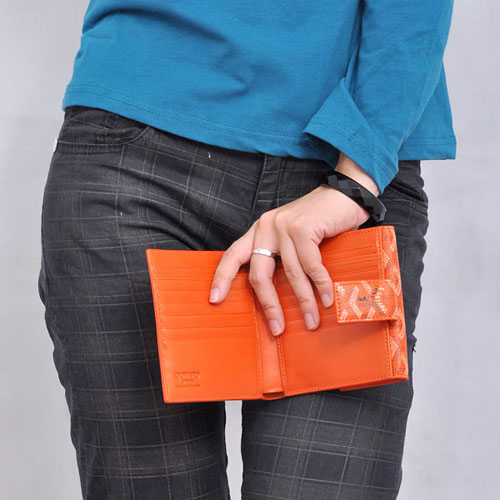 GOYARD ゴヤール 財布 二つ折り　Ｗホック　オレンジ GOYWA-33