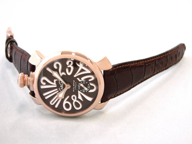 ガガ･ミラノ マニュアル48mm 手巻き 5011.1 チョコブラウン皮 チョコブラウン/ホワイトアラビア