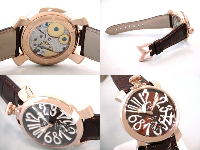 ガガ･ミラノ マニュアル48mm 手巻き 5011.1 チョコブラウン皮 チョコブラウン/ホワイトアラビア