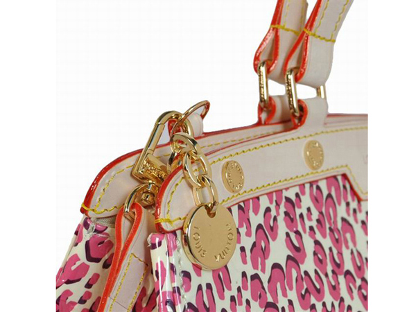  LOUIS VUITTON モノグラム ヴェルニ ブレアMMハンドバッグ ピンク M91619