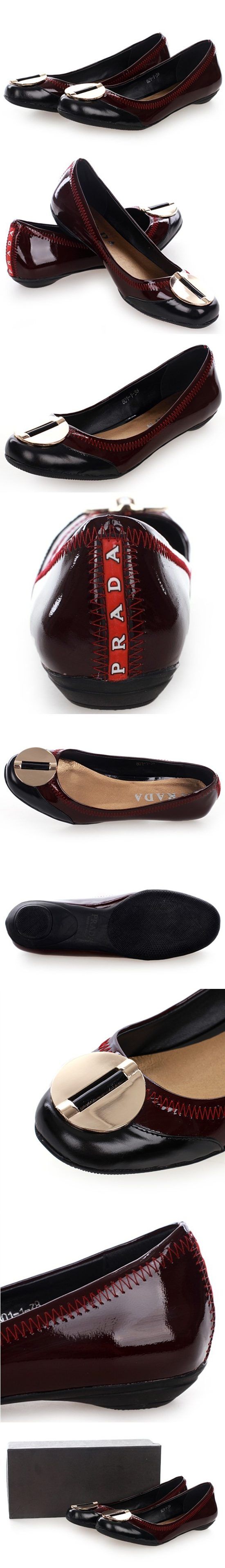 プラダ フラットシューズ PRADA 革靴 パンプス ワインレッド 20311