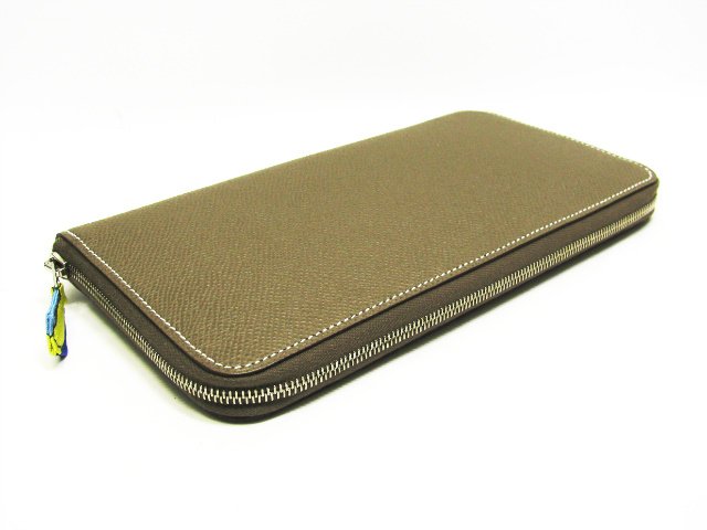 エルメス アザップシルクイン/ラウンド長財布/ヴォーエプソン×エトゥープ HERME004