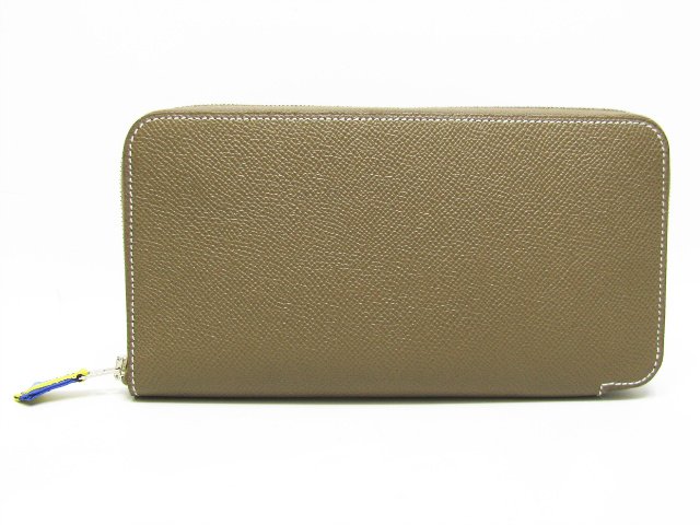 エルメス アザップシルクイン/ラウンド長財布/ヴォーエプソン×エトゥープ HERME004