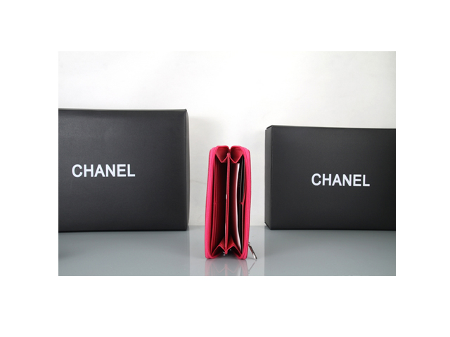 CHANEL シャネル ローズ　カーフスキン　ファスナー式開閉 長財布3660-3